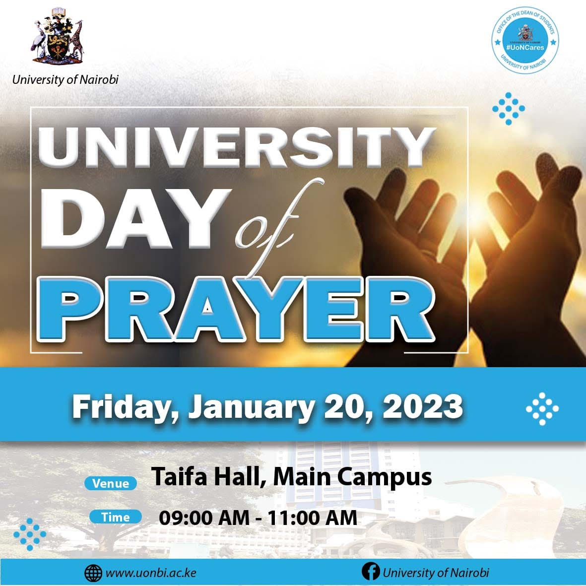 UON PRAYER DAY FRIDAY 20 JANUARY 2023 TAIFA HALL 9.00AM Sports